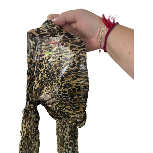 Boutique Chiffon Leopard Print Head Scarf Beige One Size Hippie Boho Festival - Picture 4 of 6